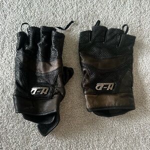 Harley Davidson Men’s Black Brown Leather Fingerless Motorcycle Gloves XL